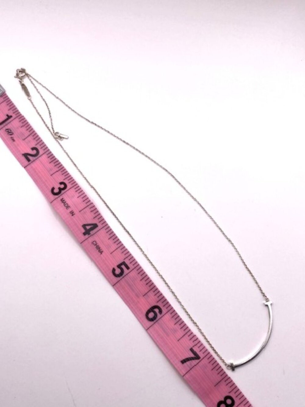 Tiffany & Co Sterling Silver Necklace T-smile Pendant Authentic - Picture 8 of 9
